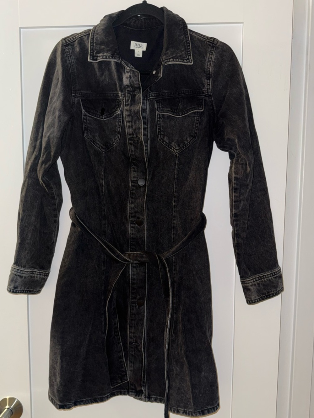 a.n.a Black Button-Up Shirt with Label Detail